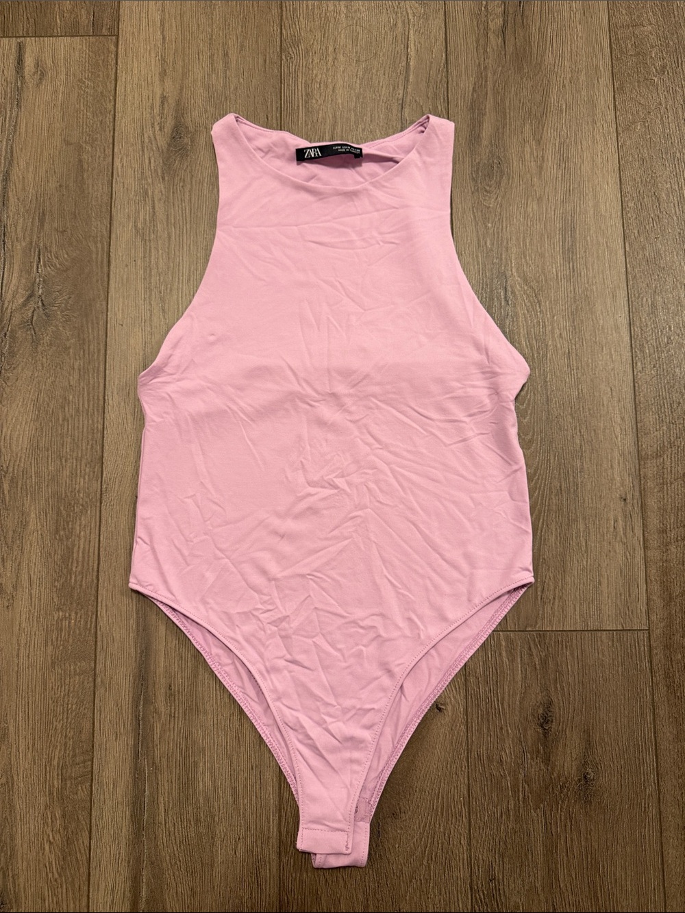 Zara Light Pink High-Neck Sleeveless Bodysuit